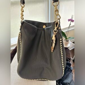 Jessica Simpson Camille Vegan Leather Large Tote Handbag Purse in Charcoal Grey